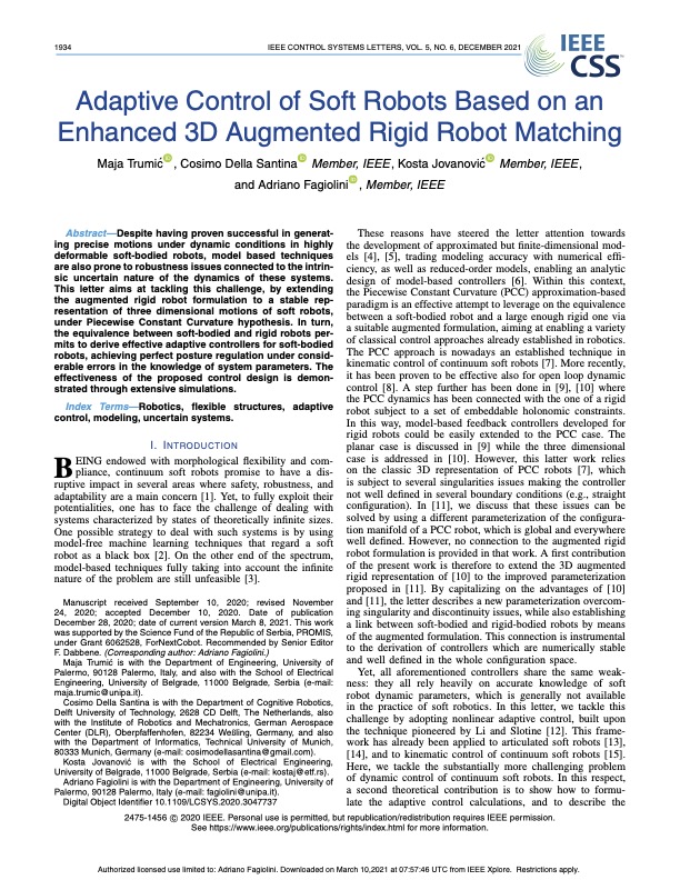 2021 IEEE Control Systems Letters